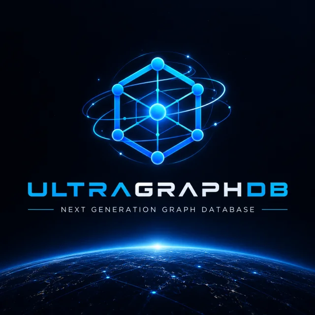 UltraGraphDB logo: a glowing hexagonal graph of nodes above the Earth's horizon